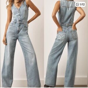 Levi’s premium denim vest wide leg jumpsuit Sz 32